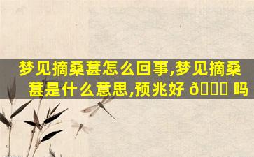 梦见摘桑葚怎么回事,梦见摘桑葚是什么意思,预兆好 🐈 吗